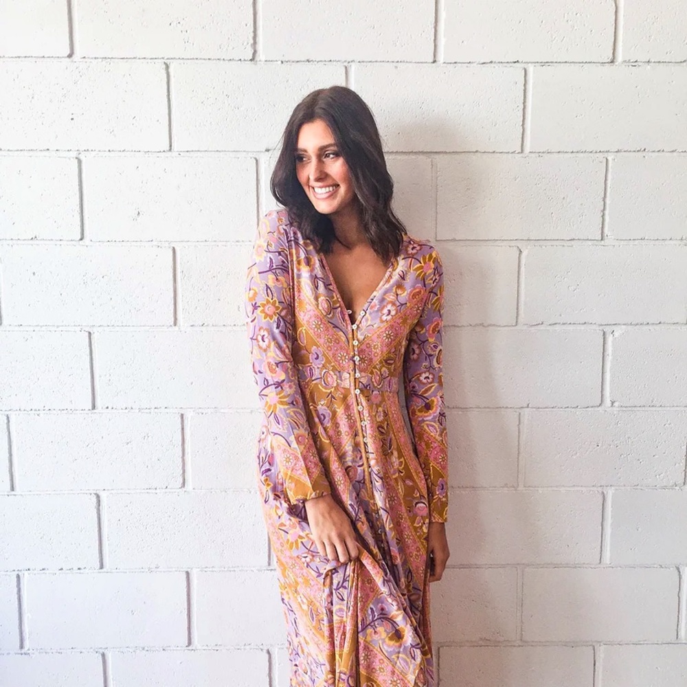 Spell Lavender and Mustard Paisley Maxi Dress